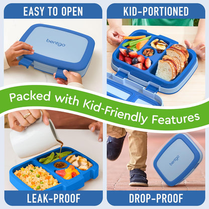 ® Kids Bento-Style 5-Compartment Leak-Proof Lunch Box - Ideal Portion Sizes for Ages 3 to 7 - Durable, Drop-Proof, Dishwasher Safe, Bpa-Free, & Made with Food-Safe Materials (Blue)