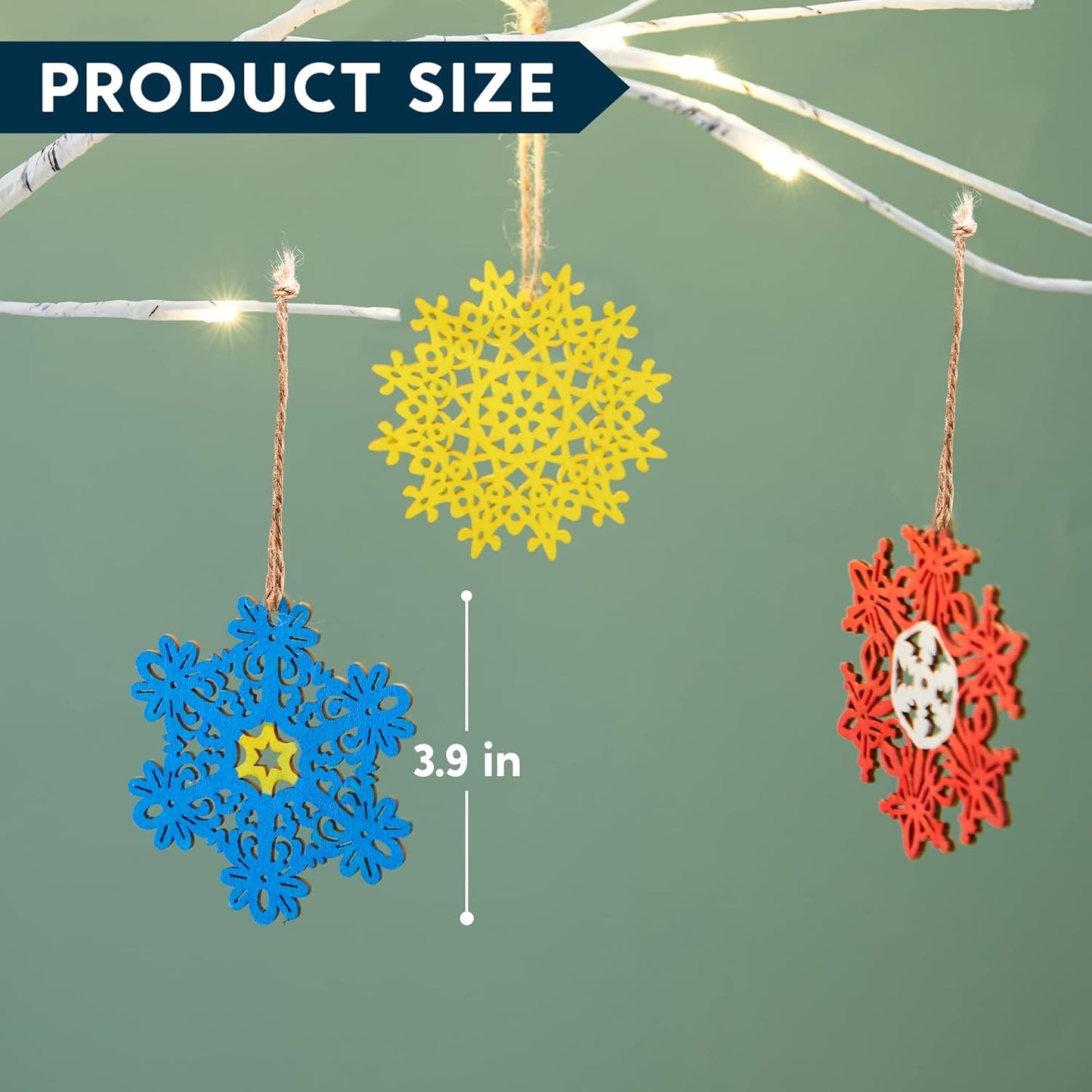 60Pcs Christmas Wooden Snowflake Hanging Ornaments Snowflakes Christmas Ornaments for Holidays, Christmas Tree Decoration, Christmas Party Holiday Decor