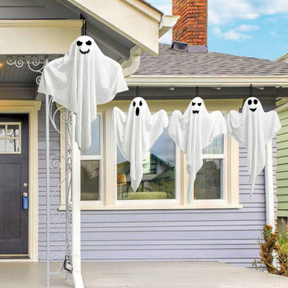 4 Pack Halloween Hanging Ghosts, 27.5 Inch with Light up Ghost Kit for Indoor outside Ornaments, Spooky Yard Tree Halloween Decorations Outdoor, Party Décor