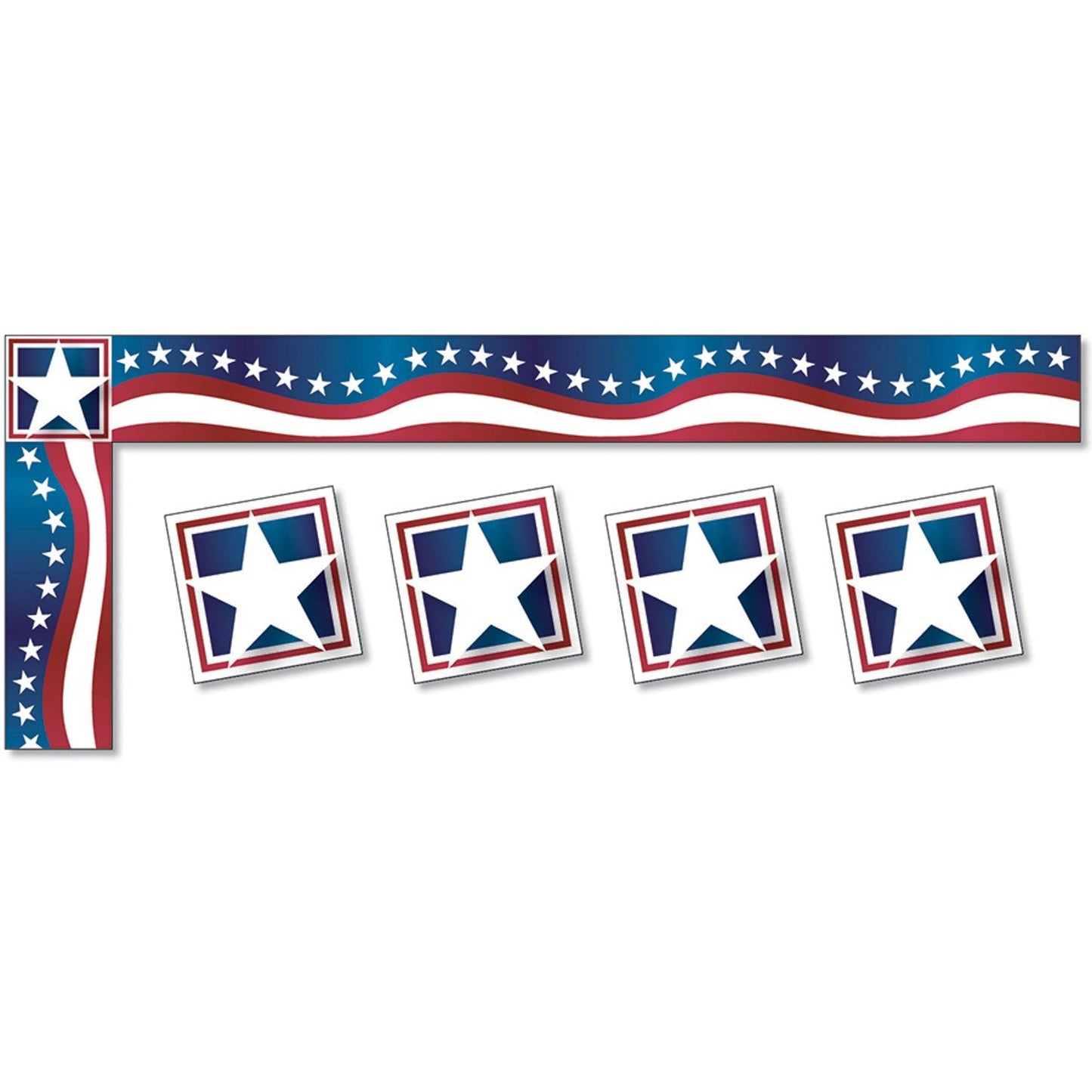 All Around the Board Trimmer, Stars & Stripes, 43 Feet Per Pack, 6 Packs - Loomini