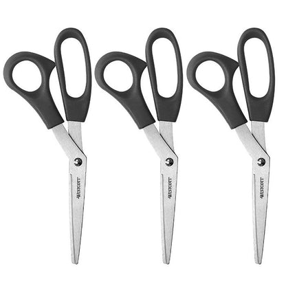 All Purpose 8" Bent Scissors, Pack of 3 - Loomini