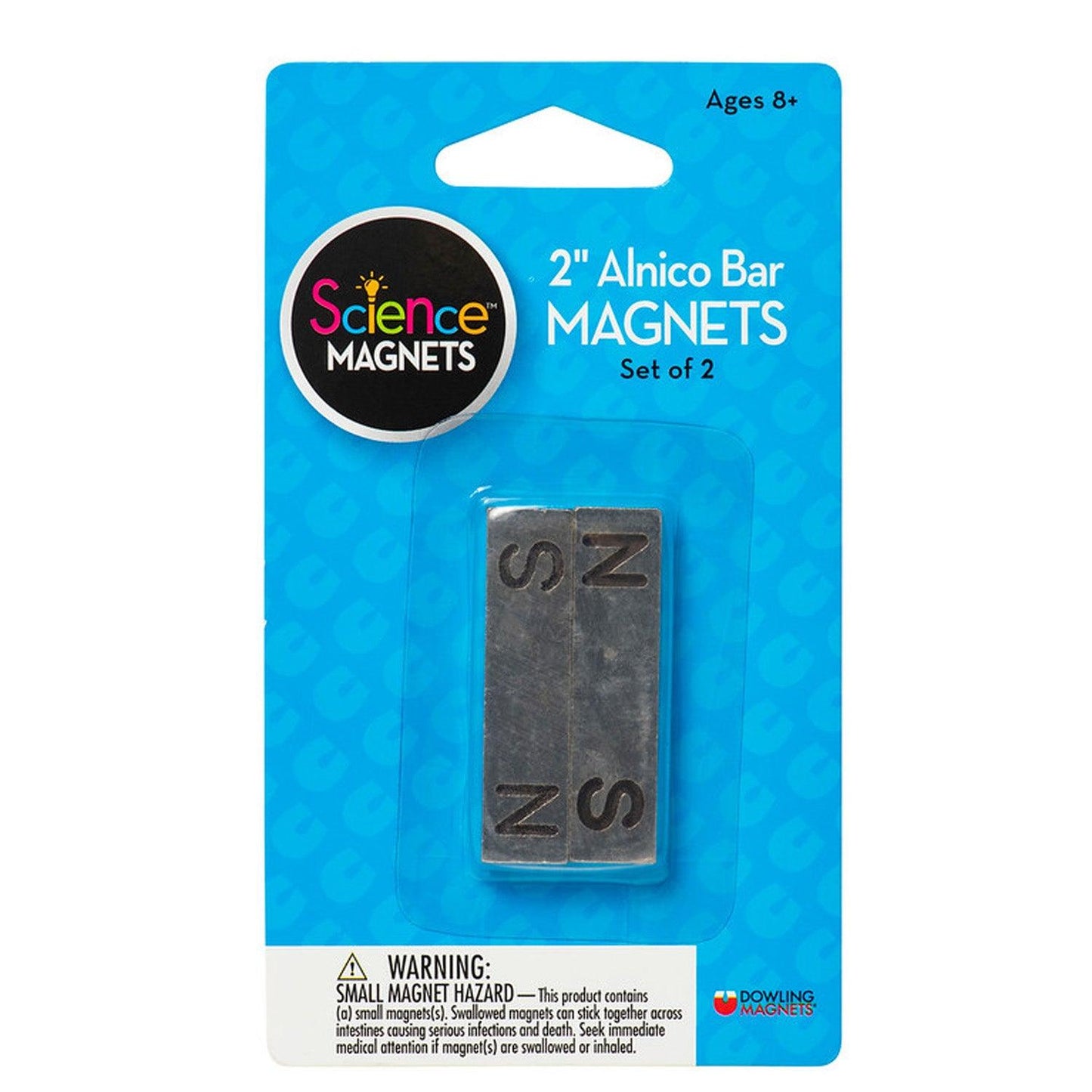 Alnico Bar Magnets, 2", N/S Stamped, Pack of 2, 2 Packs - Loomini