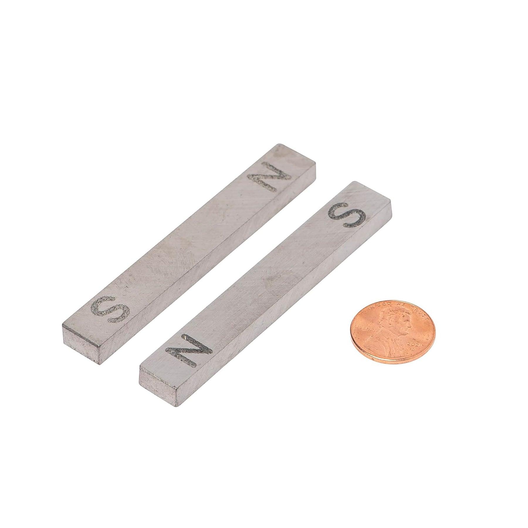 Alnico Bar Magnets, 3", N/S Stamped, Pack of 2 - Loomini