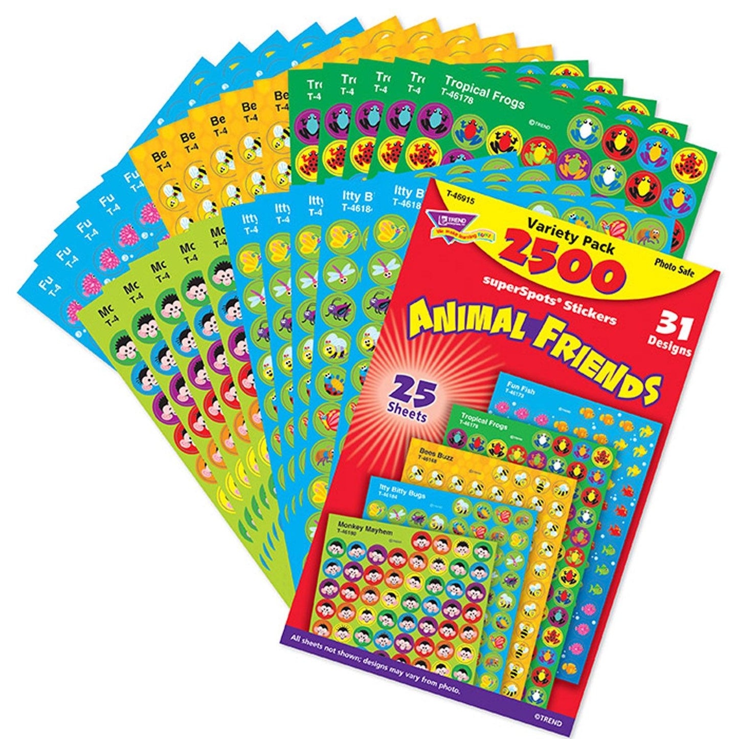 Animal Friends superSpots® Stickers Variety Pack, 2500 Per Pack, 3 Packs - Loomini