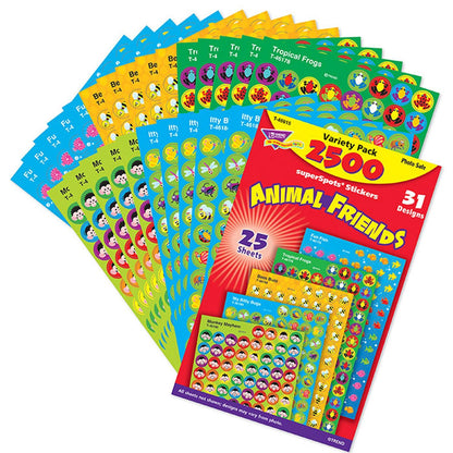 Animal Friends superSpots® Stickers Variety Pack, 2500 Per Pack, 3 Packs - Loomini