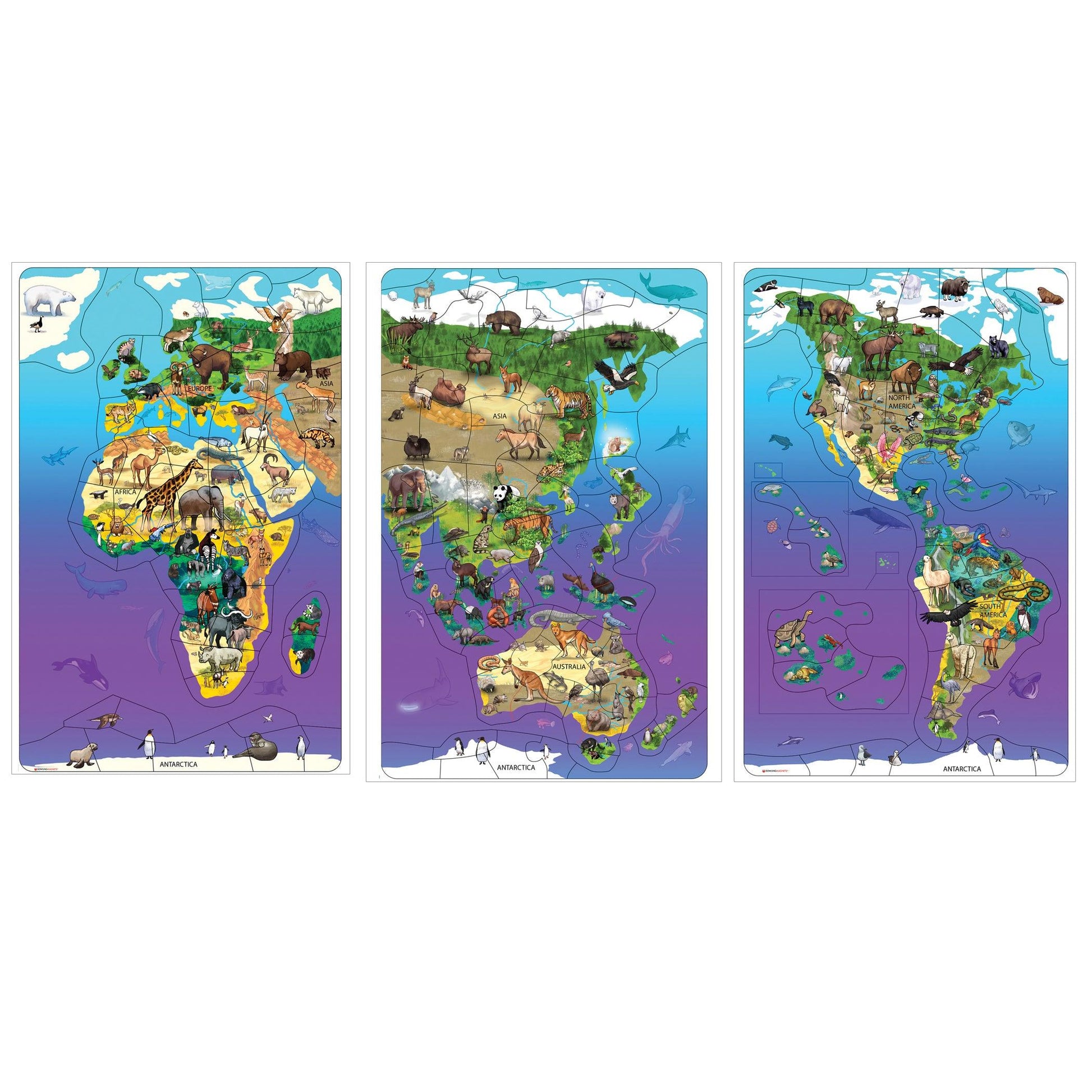 Animal Magnetism® Magnetic Wildlife Map Puzzle Bundle, Set of 3 - Loomini