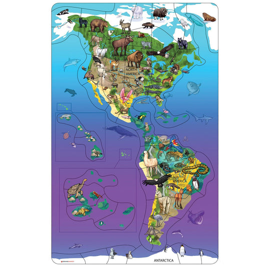 Animal Magnetism® Magnetic Wildlife Map Puzzle: North & South America - Loomini