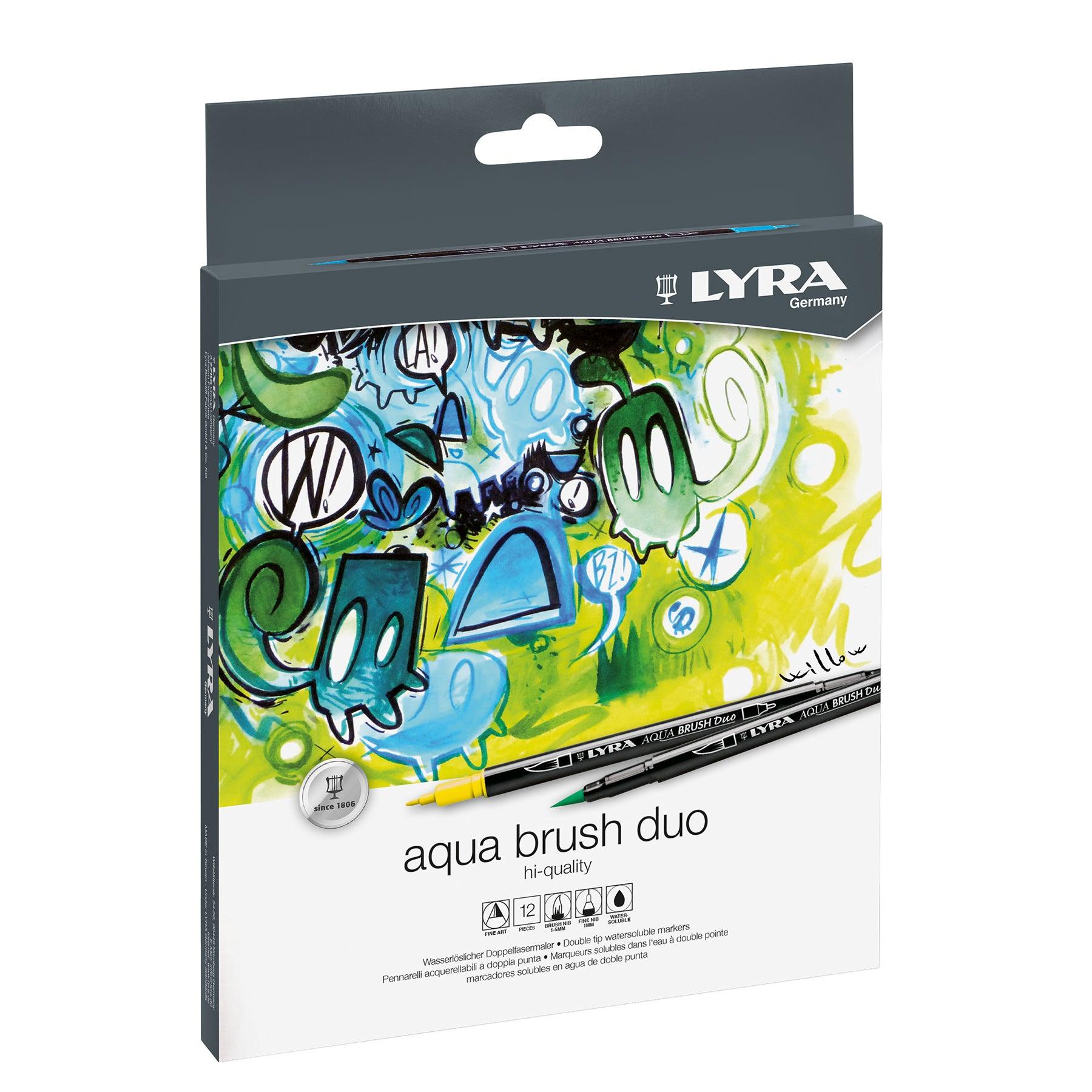 Aqua Brush Duo Art Markers, 12 Colors - Loomini