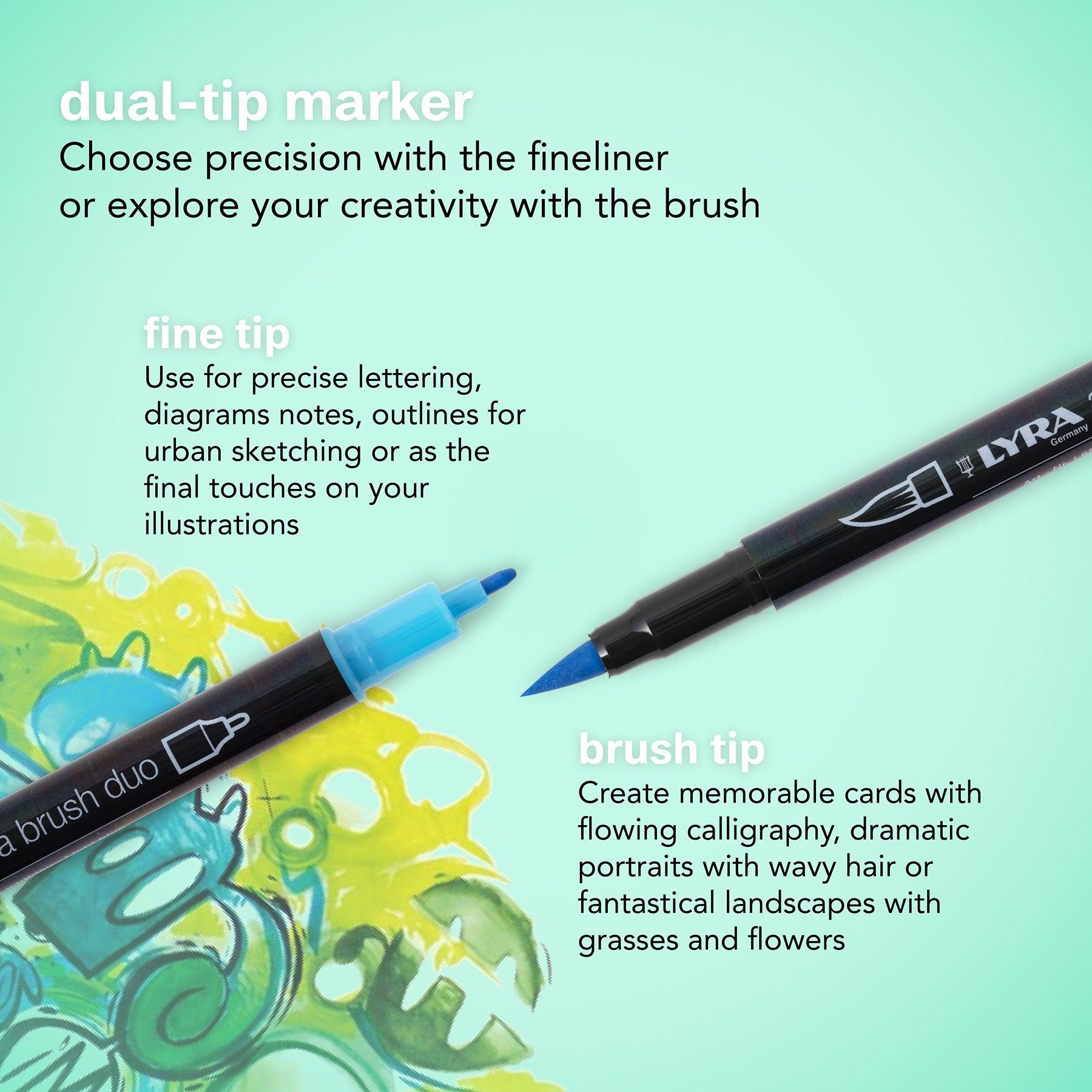 Aqua Brush Duo Art Markers, 12 Colors - Loomini