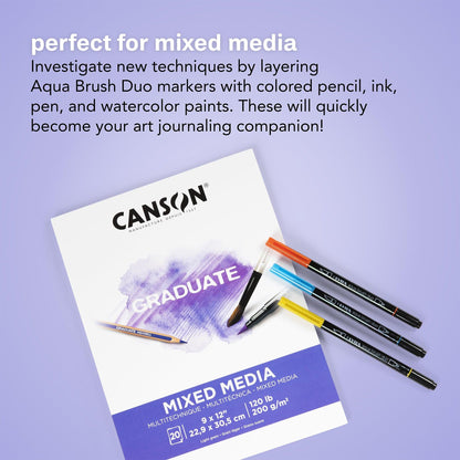 Aqua Brush Duo Art Markers, 12 Colors - Loomini