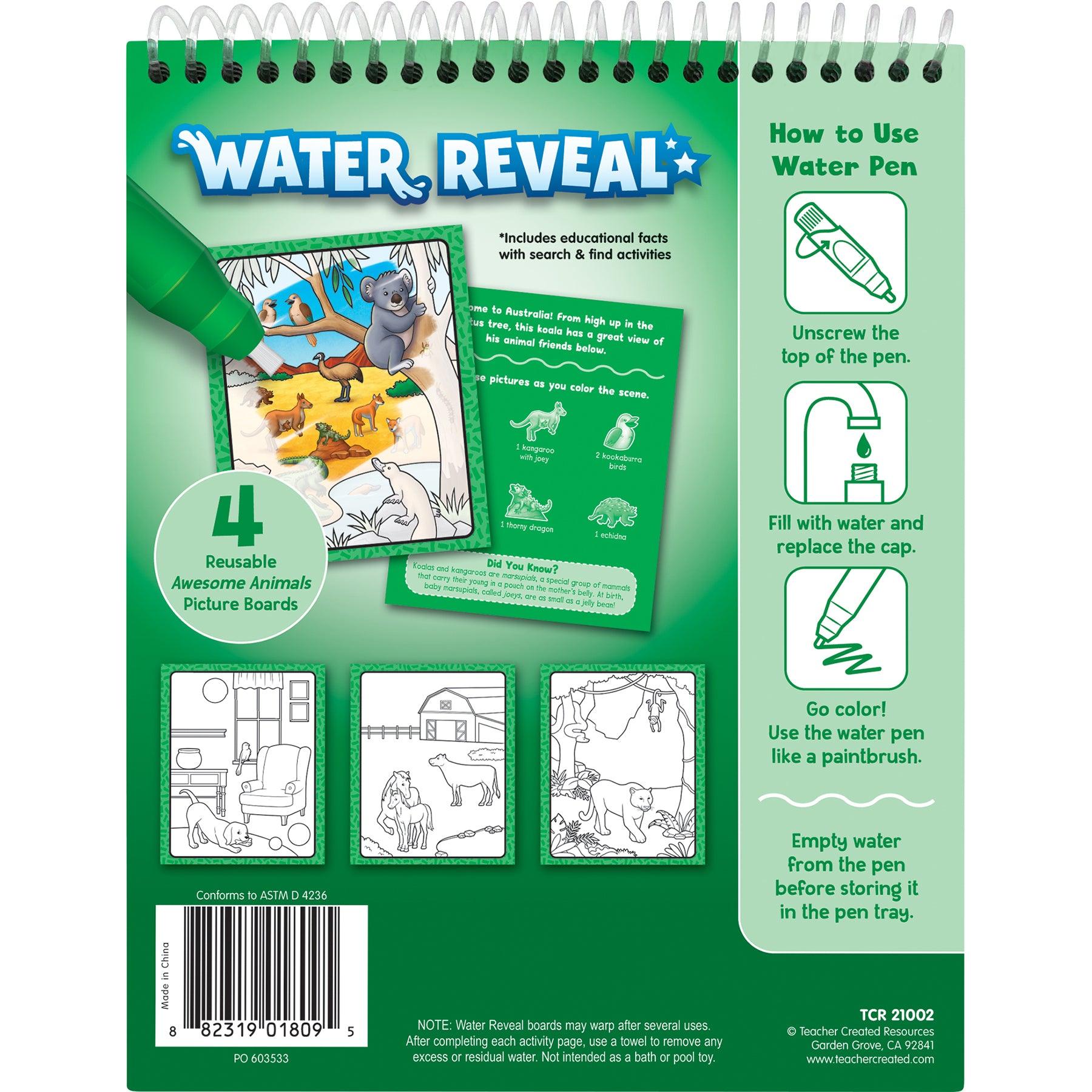 Awesome Animals Water Reveal Book, 6 Sets - Loomini