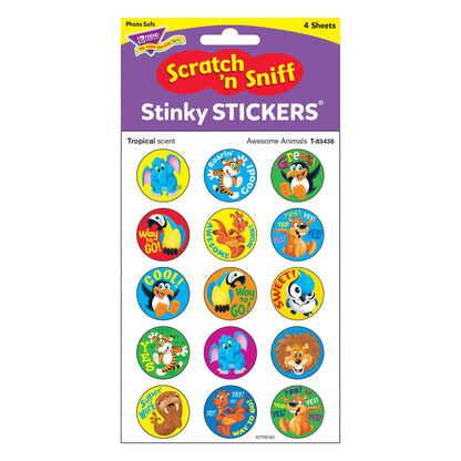 Awesome Animals/Tropical Stinky Stickers®, 60 Per Pack, 6 Packs - Loomini