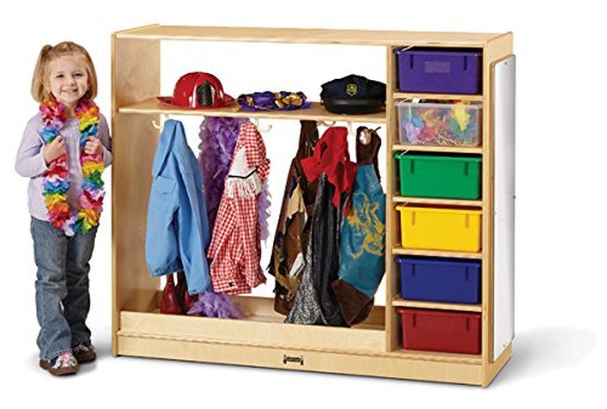0909JC Dress-Up Storage with Assorted Colored Bins - Kids Storage Organizer for Costumes or Coats