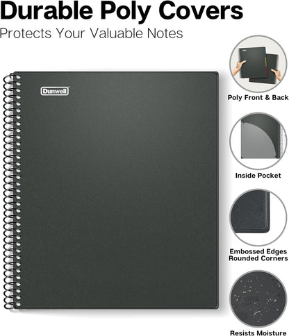 3-Subject Notebook College Ruled 8.5 X 11 (Red) - 150 Sheets/300 Pages, Spiral Notebook 8.5X11 with Tabs, Movable Dividers, Pockets, Front/Back Plastic Covers, Multi Subject Notebook