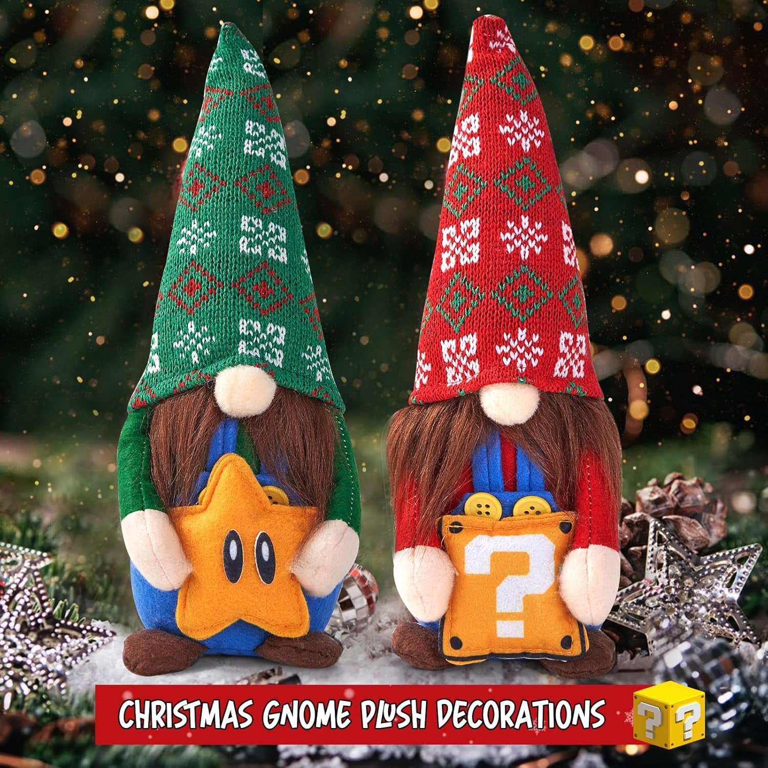 Christmas Gnomes Plush Decorations-2Pcs Handmade Swedish Tomte Gnomes Christmas Decorations-Figurine Nordic Xmas Holiday Gnomes Decor Gamer Gifts Indoor Home/Table/Office Christmas Decorations