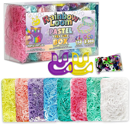 ® Treasure Box Sparkle Edition, 8,000 Rubber Bands in 8 Different Sparkly Colors, and a BONUS of 2 Happy Looms, Great Activities for Boys and Girls 7+