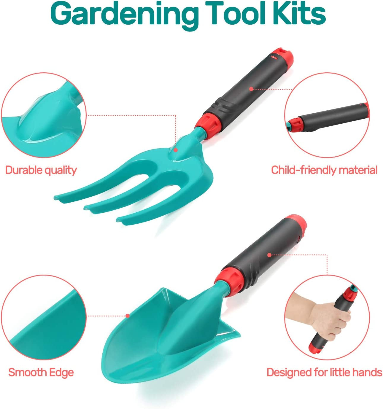 Kids Gardening Tool Set, Garden Toys with Wheelbarrow, Watering Can, Gardening Gloves, Hand Rake, Shovel, Trowel, Double Hoe, Apron with Pockets, Outdoor Indoor Toys Gift for Boys Girls