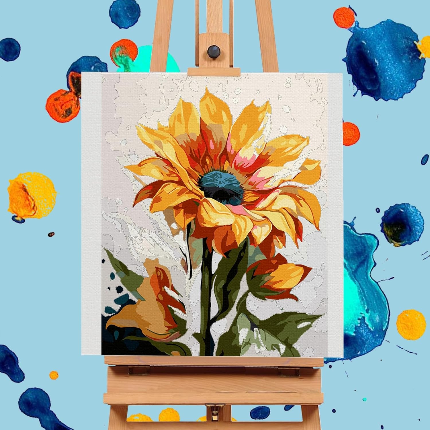 Paint by Numbers Kit for Adults Beginners, Sunflower Acrylic Adult Paint by Number Kits on Canvas, Abstract Landscape Digital Oil Number Painting Kits for Home Decor Gift 16"X20"