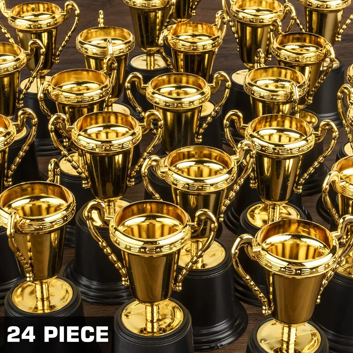 24 Pack Gold Award Trophy, 5 Inch Plastic Golden Mini Trophies Cup for Halloween Party Favors, Kids Classroom School Rewards, Competition or Celebration Awards Props, Sports Tournament Winning Prizes