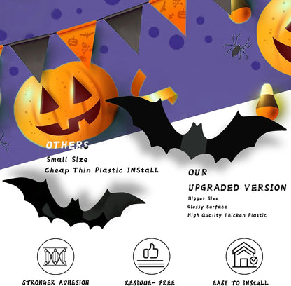Halloween Party Supplies Hallween Decorations Bats Wall Decor 140PCS Realistic PVC 3D Black Scary Bat Sticker for Creepy Home Decor Halloween Party Decorations DIY Wall Decal Bathroom Indoor Halloween