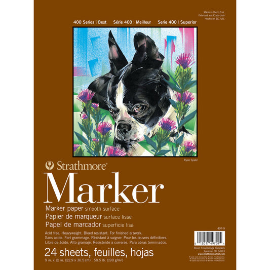 400 Series Marker Pad, Glue Binding, 24 Sheet, 9x12 inch, 1 Count