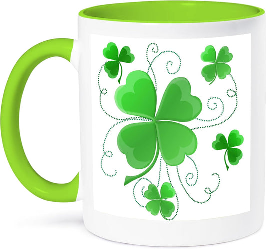 This Design Is of Some Lucky Shamrocks Just in Time for St Patricks Day - Mugs (Mug_11678_12)