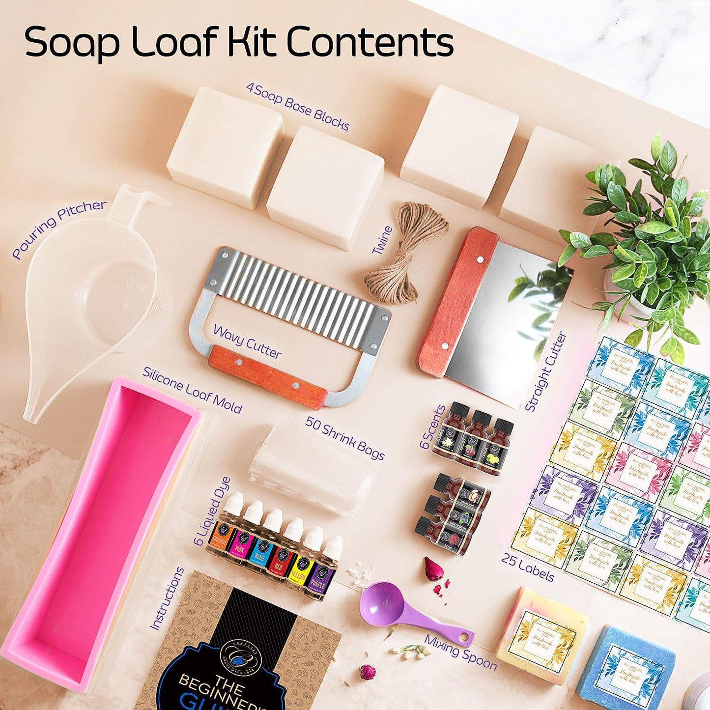 Soap Making Kit for Adults and Kids - Soap Making Supplies with Shea Butter Soap Base, Silicone Loaf Molds, Cutters, Fragrances & More Melt and Pour Soap DIY Craft Kits