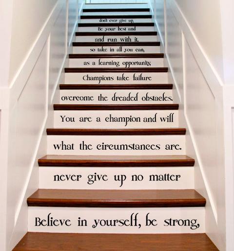 (27  X 28 ) Vinyl Stairs Decal Quote Believe in Yourself Be Strong