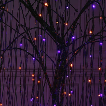 7 Feet Halloween Willow Tree with Spiders, 256 LED Lights for Home, Festival,Nativity, Party, and Christmas Decoration,Indoor Outdoor Use, Purple