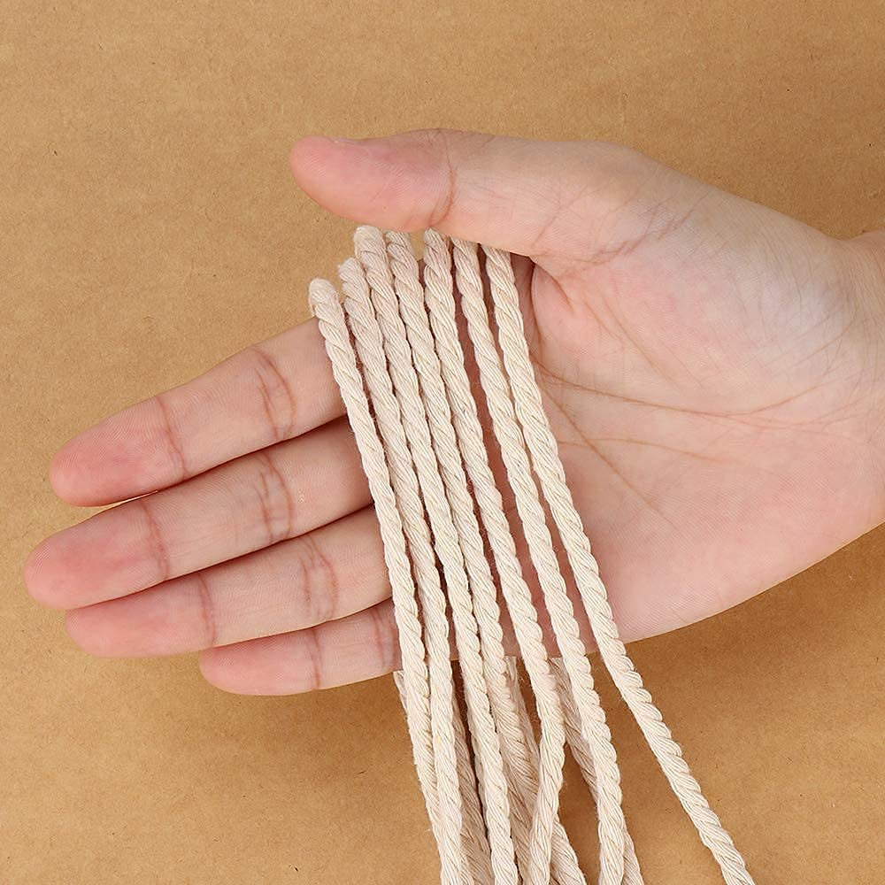 Macrame Cord 3Mm X 328Yards(984Feet), Natural Cotton Macrame Rope - 3 Strands Twisted Macrame Cotton Cord for Wall Hanging, Plant Hangers, Crafts, Gift Wrapping and Wedding Decorations