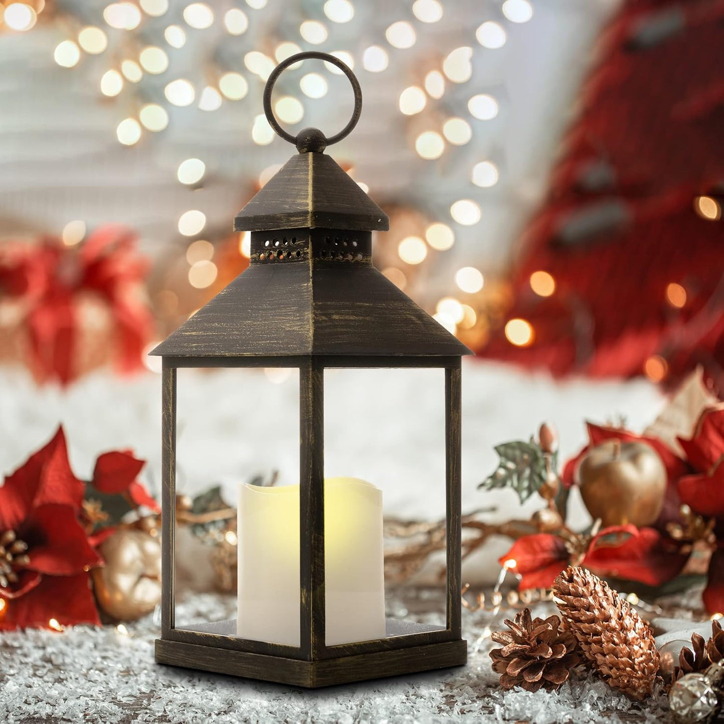 Christmas Decorative Candle Lantern Decorative Hanging Lantern for Indoor Home Tables and Fireplaces Outdoor Patios