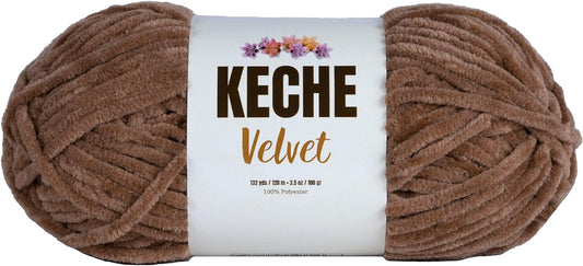 Velvet Yarn for Crocheting, Soft Chenille Bulky Baby Blanket Amigurumi Yarn 100 Gr (132 Yds) - Latte