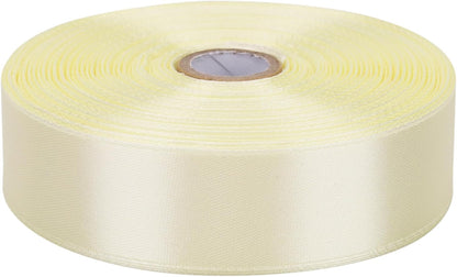 Satin Ribbon 50 Yards Solid Fabric Ribbons Roll for Wedding Invitations, Bridal Bouquets, Sewing, Party Decorations, Gift Wrapping and More (Rice White, 1 Inch)