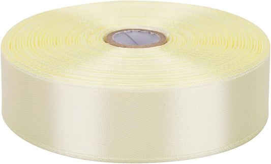 Satin Ribbon 50 Yards Solid Fabric Ribbons Roll for Wedding Invitations, Bridal Bouquets, Sewing, Party Decorations, Gift Wrapping and More (Rice White, 1 Inch)