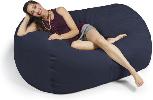 5.5 Ft Bean Bag Loveseat, Navy