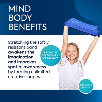 Bouncyband Stretch Band Focus Tool – 30” Resistance Band for Kids Stretches to over 46” – Silent Sensory Tool Awakens Imagination, Develops Balance, and Strengthens Muscles