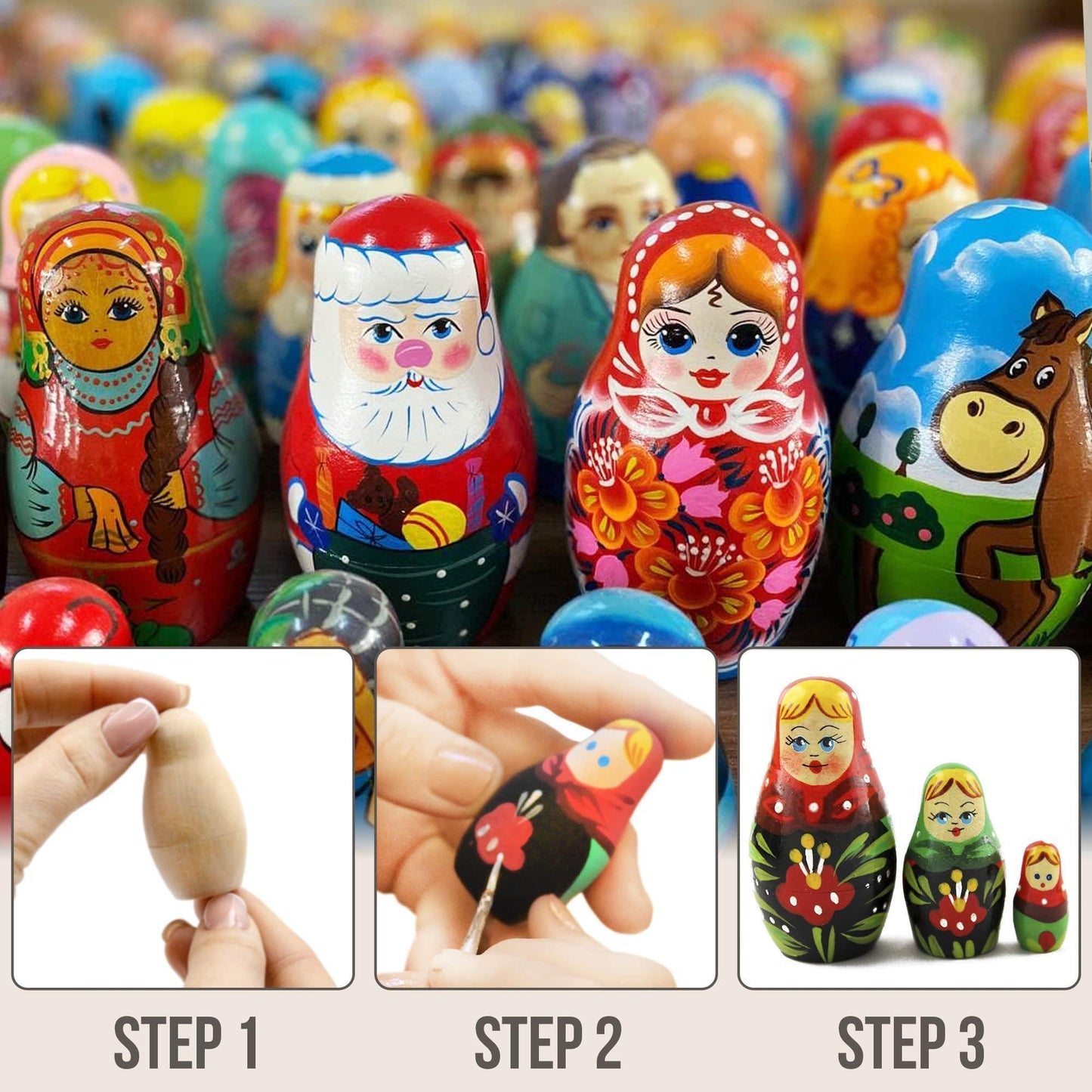 AEVVV Lot of Blank Nesting Dolls of 10 Sets by 3 pcs   Blank Russian Nesting