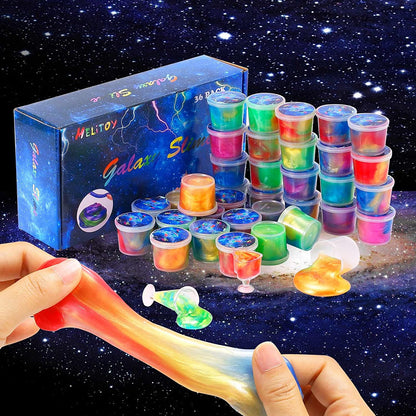 Galaxy Slime Kit for Girls Boys, 36 Pack Mini Slime Party Favors for Kids, Pretty Stretchy & Non-Sticky Slime Pack, Valentine Party Favors for Kids Goodie Bag Stuffers
