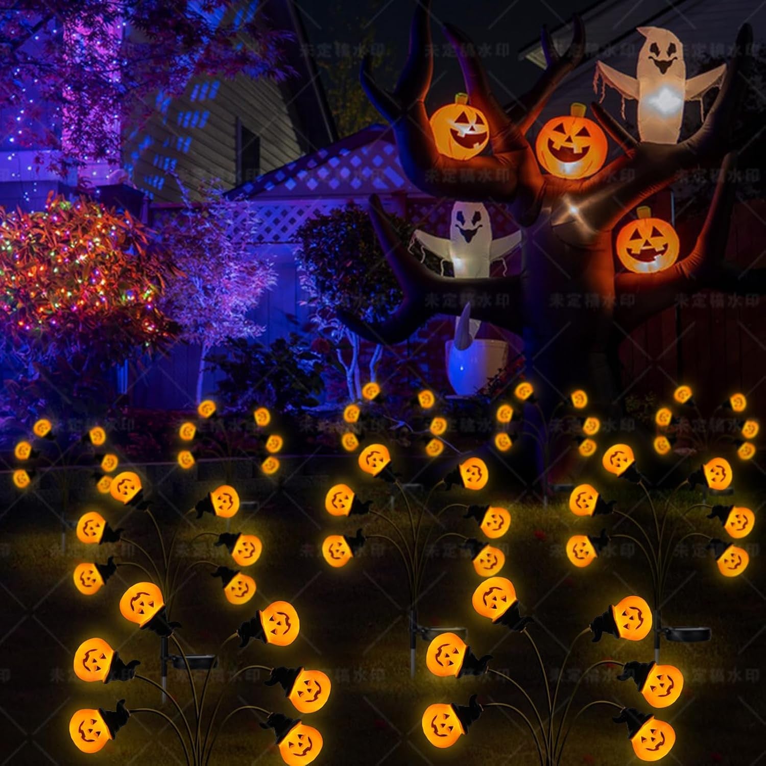 Halloween Decorations Outdoor, Solar Halloween Garden Lights, Solar Firefly Lights Outdoor Waterproof for Yard (Pumpkin2P)