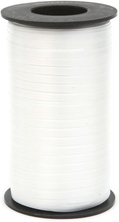 1 01 3/16" Wide Splendorette Crimped Curling Ribbon for Gift Wrapping and Hair Bows, 500-Yard Spool, White (Pack of 2)