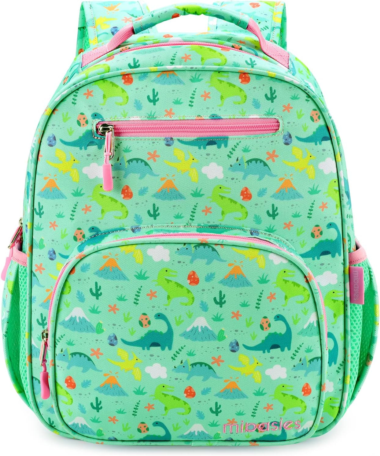 Girls Backpack for Elementary School, Backpack for Girls 5-8, Lightweight Kids Backpacks for Girls（Dinosaur Forest Light Green）