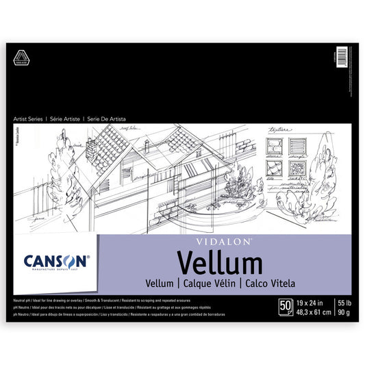 Artist Series Vidalon Vellum Pad, Translucent, Foldover Binding, 50 Sheet, 19X24 inch, 1 Count
