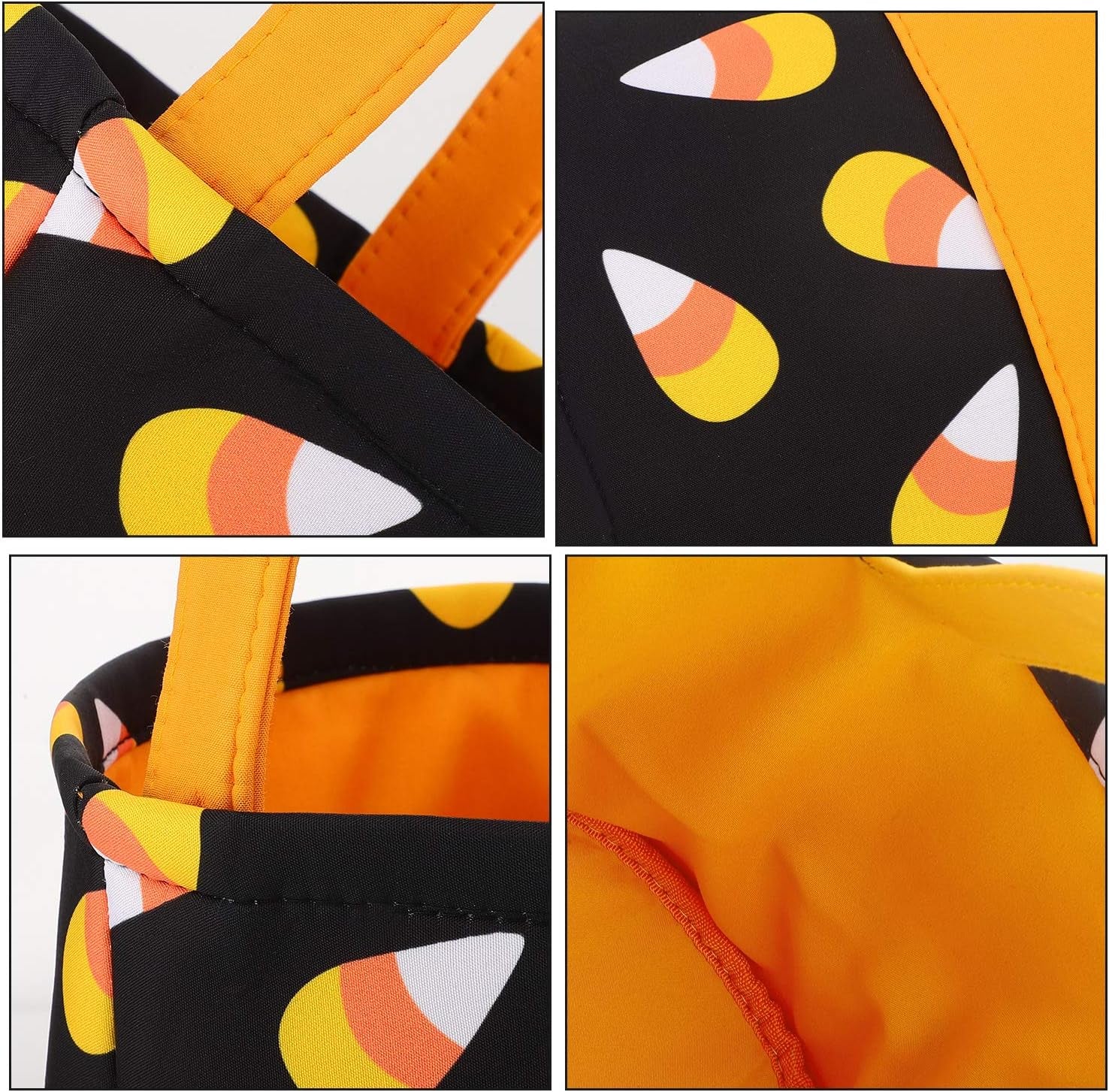 Halloween Trick or Treat Bags Halloween Candy Buckets Tote Bags Orange Black with Candy Corn Halloween Party Favor Bags for Halloween Supplies