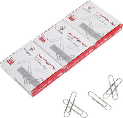 Jumbo Paper Clips Smooth, 300 Large Paperclips (3 Boxes of 100 Each), Paperclips for Office School & Personal Use, Daily DIY, 2" Silver Paper Clips Jumbo Size