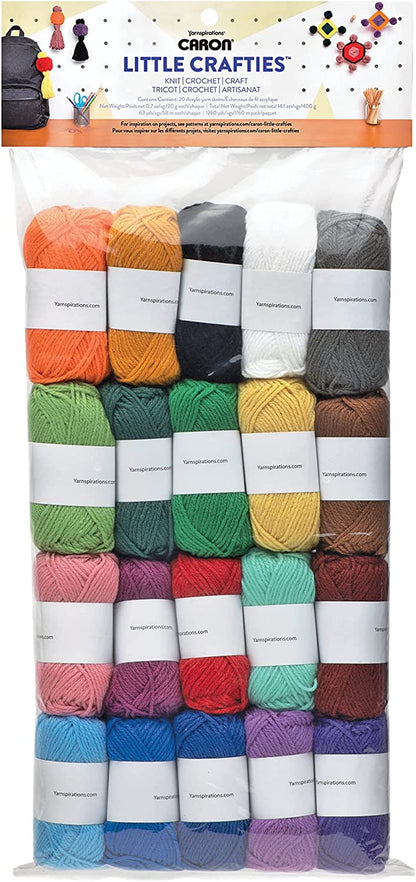 Little Crafties Acrylic Mini Yarn Multipack 20 Count (Pack of 1) – Knitting, Crocheting & Art Projects – Machine Washable & Dryable – Durable Light Weight Yarn Kit