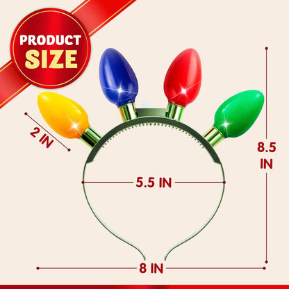 Christmas LED Headband Light up Bulb with 4 Colorful LED Bulbs for Adults Christmas Party Supplies Xmas Accessories