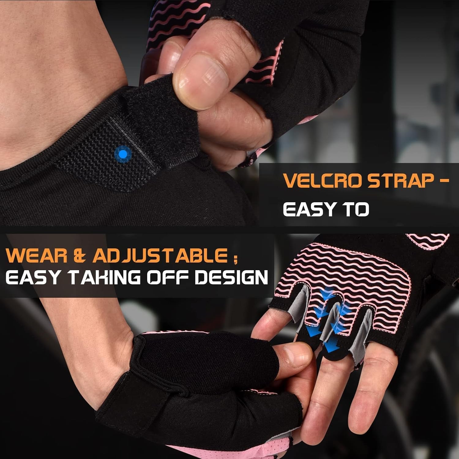 Gym Gloves, Workout Gloves, Fingerless Gloves for Weightlifting, Lightweight Breathable Fitness Gloves, Sports Gloves for Training Lifting Weight Cycling Climbing Rowing