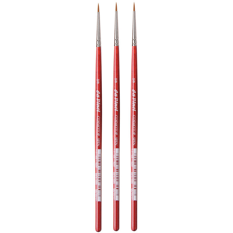 COSMOTOP-SPIN Silkpainting Brush, Synthetic, Watercolor, Round, Size -2, Pack of 3