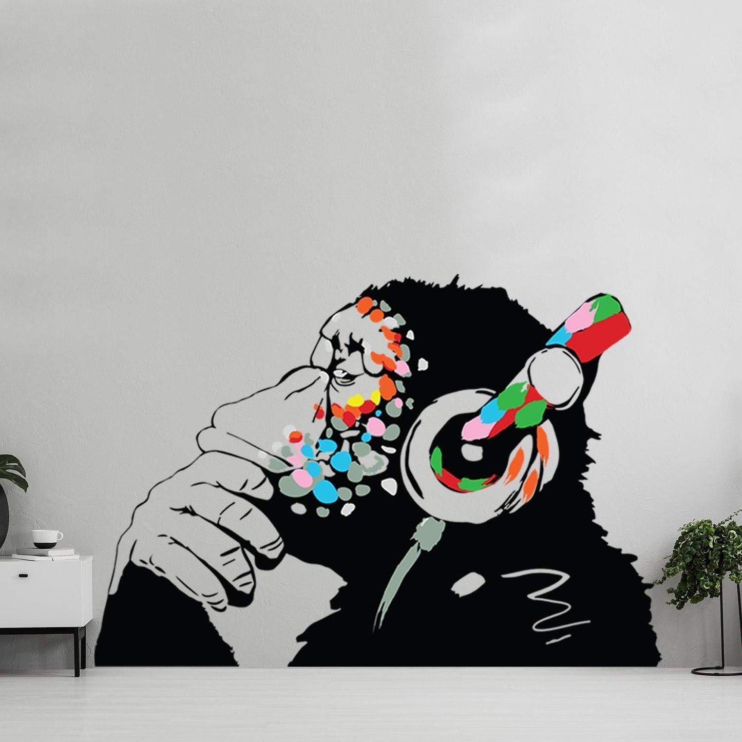 Banksy Thinking Monkey Sticker   Art Vinyl Street Dj Baksy Wall Decal