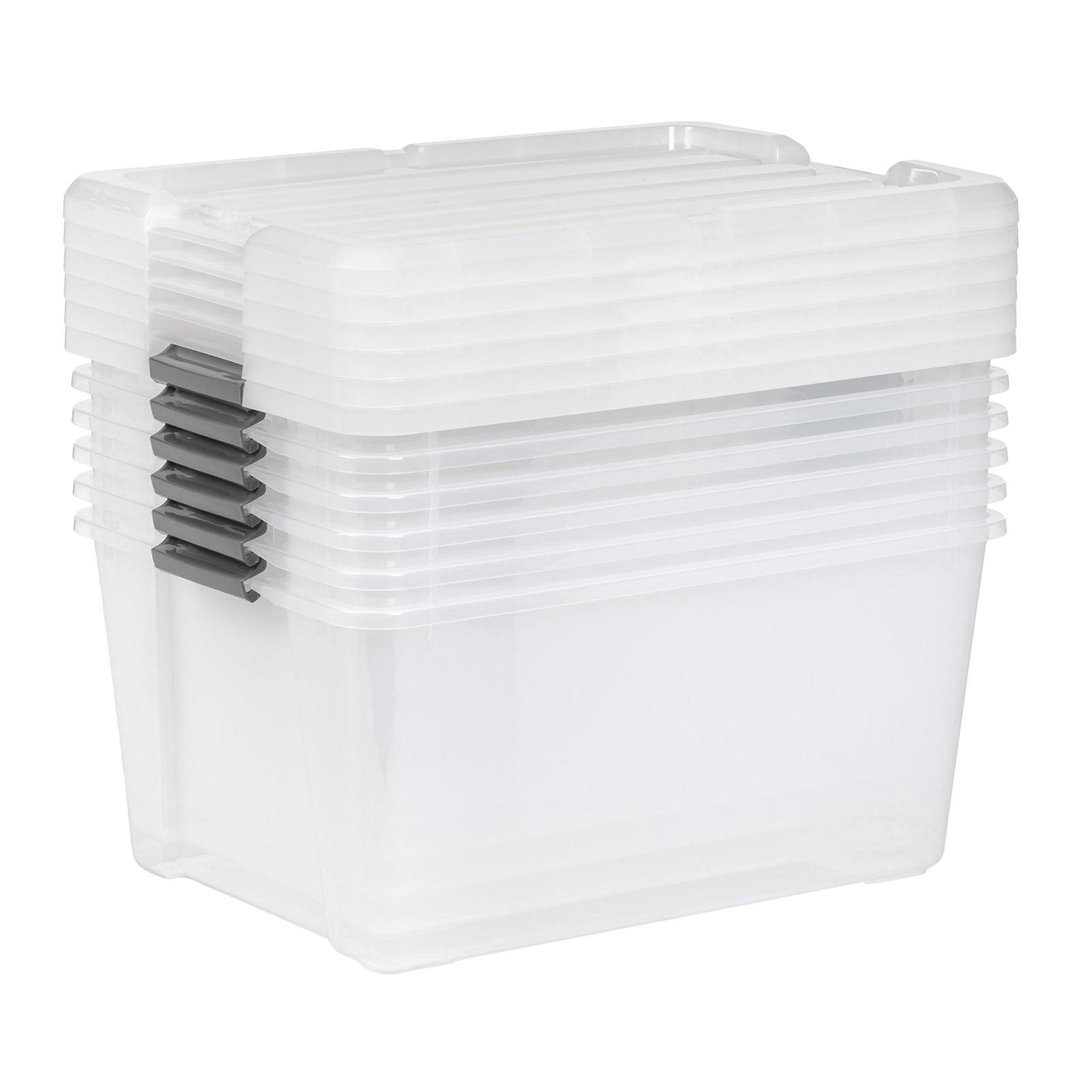 IRIS 45QT Clear Storage Bin with Buckles, 6-Pack